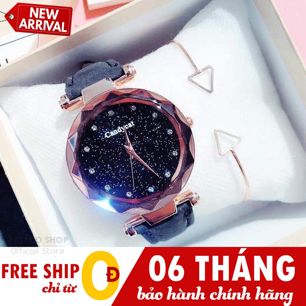 Đồng hồ thời trang Candycat C97, Đồng hồ nữ tính dây da nhung sang trọng, Mặt vát cạnh 3D kim tuyến nổi bật, Nhiều màu chọn lựa