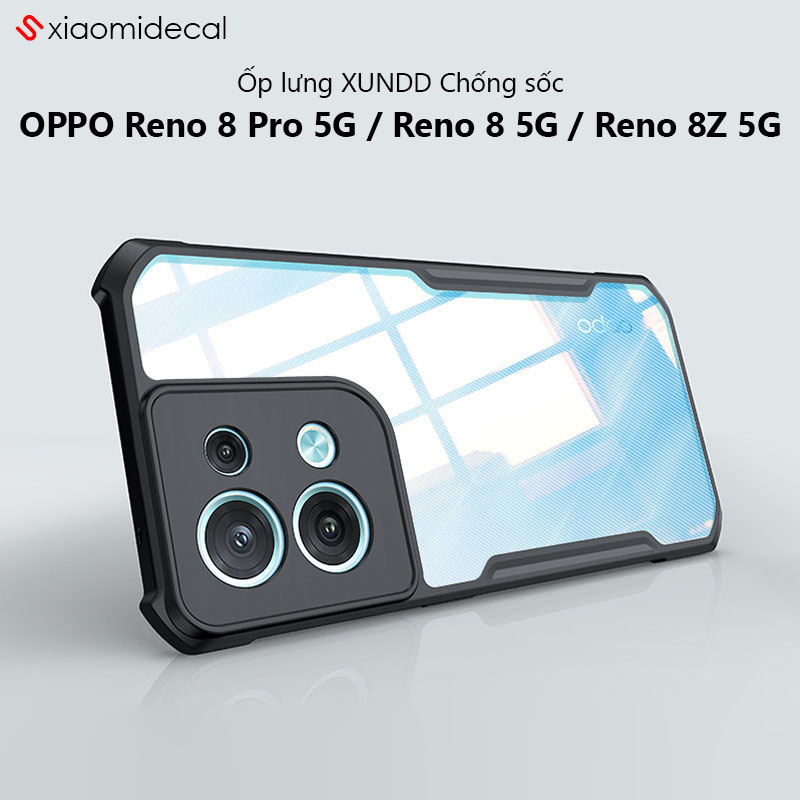 Ốp lưng xundd oppo reno 8 pro 5g / reno 8 5g / reno 8z 5g mặt lưng trong, viền tpu, chống sốc