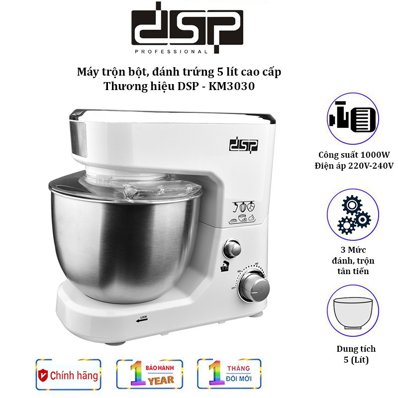Máy trộn bột, đánh trứng cao cấp nhãn hiệu dsp km3030 công suất 1000w, dung tích 5 lít