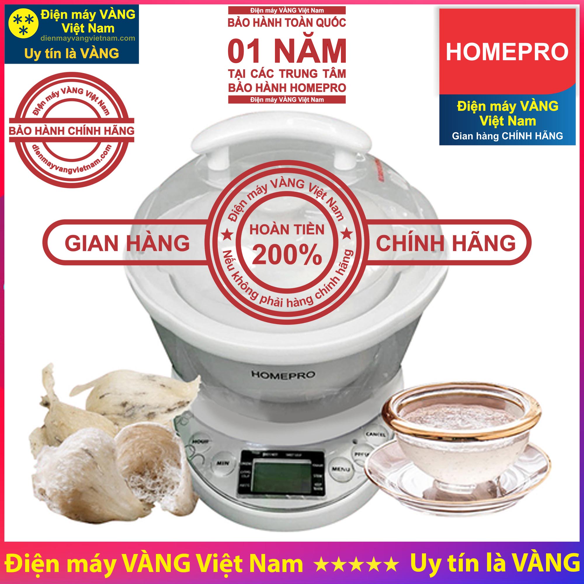 Nồi chưng yến Homepro cao cấp HP-7M 700ml (Hàng chính hãng) - Phụ kiện nồi chưng yến HP7M