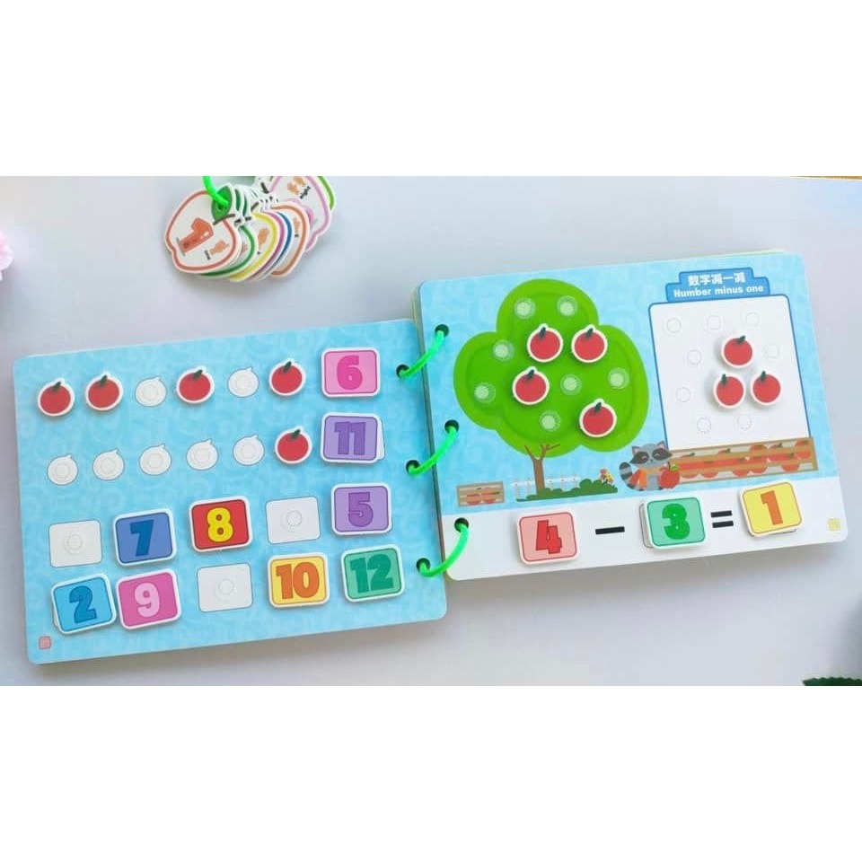 Sách bóc dán toán học thông minh Montessori cho bé từ 3 tuổi, đồ chơi học liệu thông minh cho bé Montessori