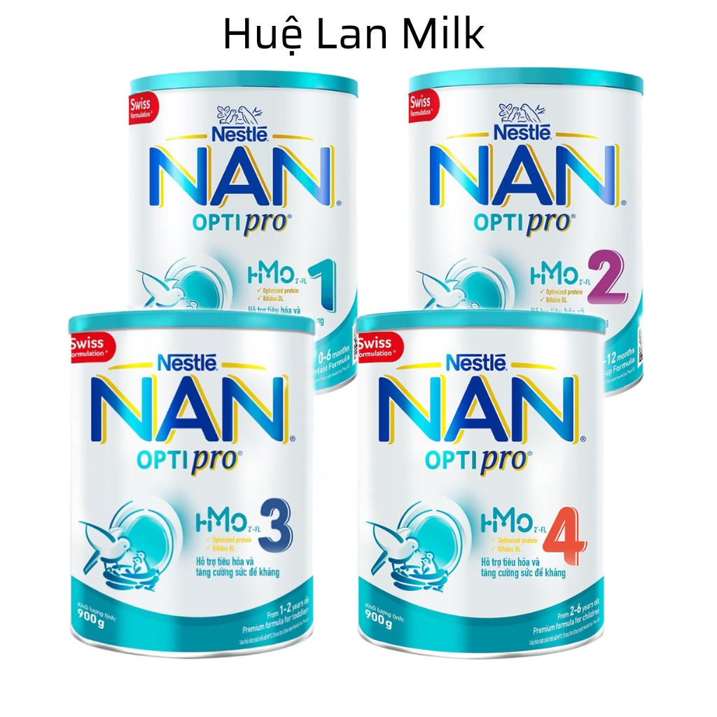 Sữa Bột Nestlé NAN Optipro HMO 1 2 3 4 - Hộp 900g - Huệ Lan Milk