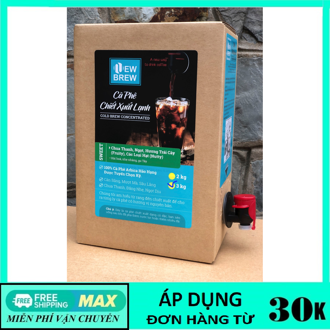 Cà phê chiết xuất lạnh new brew cold brew pha sẵn newbrew sweet hộp 3 kg.