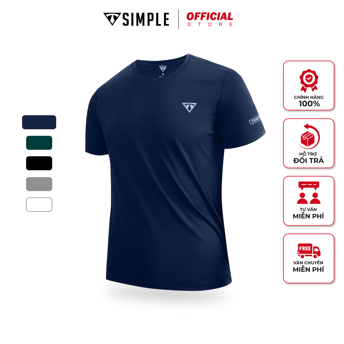 Áo Thể Thao Nam TSIMPLE cổ tròn tay ngắn tập gym vải thun lạnh thoáng mát co giãn chuẩn form MSSAHS