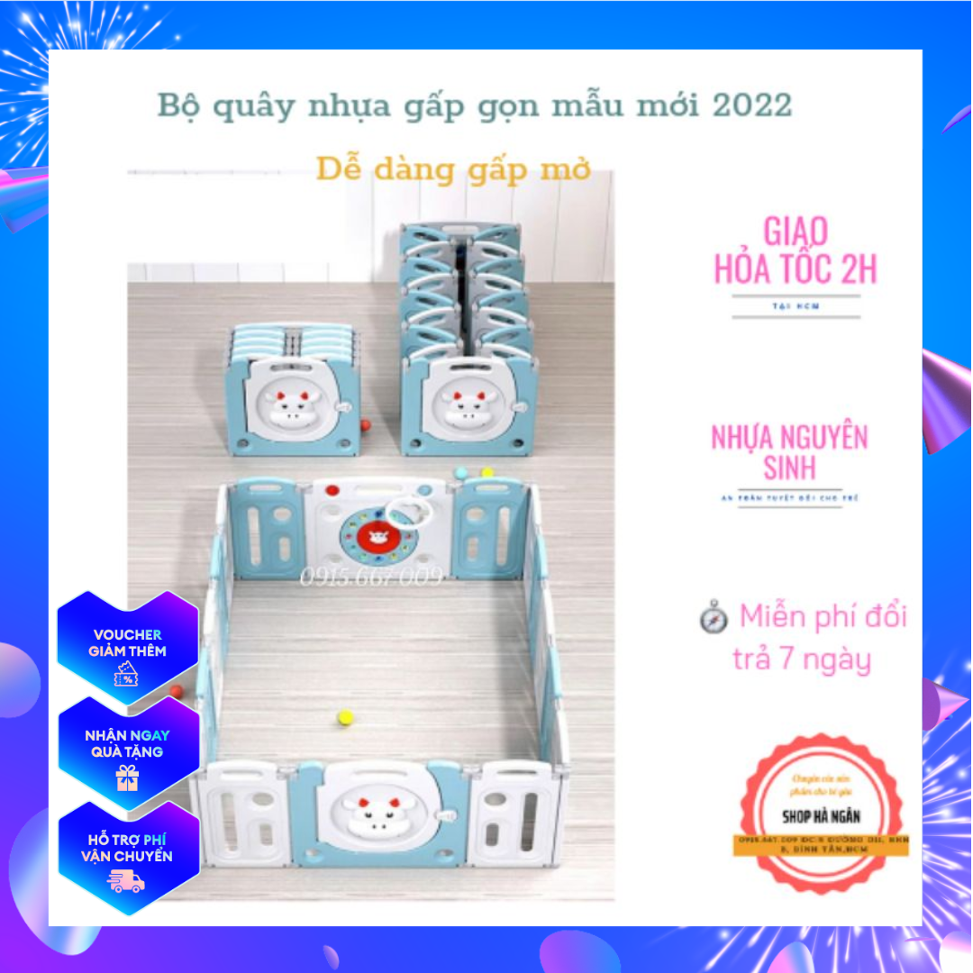 Bộ quây cũi nhựa GẤP GỌN Tặng bóng, thảm, giỏ ( GIAO 2H HCM)