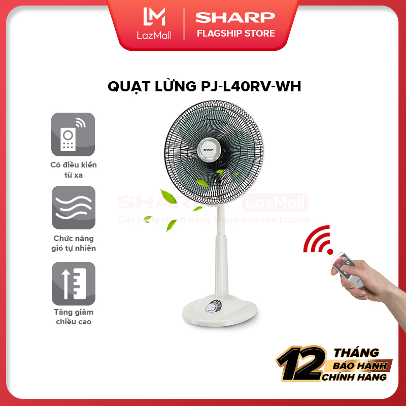 Quạt Lửng Sharp PJ-L40RV-WH/LG/DG Sản xuất tại Malaysia [Điều Khiển Từ Xa, Tăng Đưa Chiều Cao] - Hàng Chính Hãng Bảo Hành 12 tháng