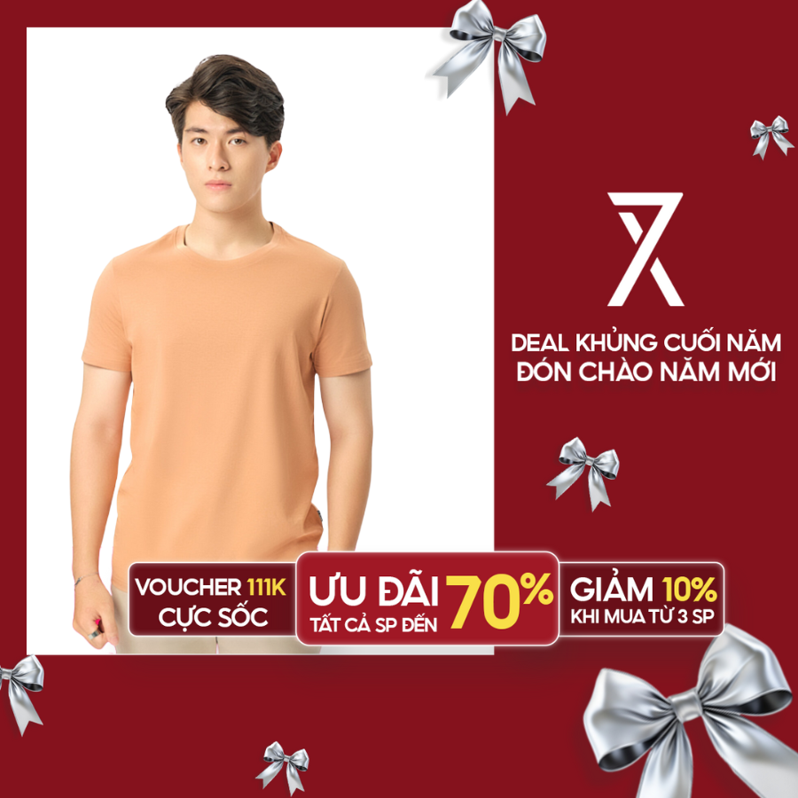 [15.1 - 17.1 Voucher lên đến 200K] Áo Thun Nam COUPLE TX -  Áo Thun Trơn, Cổ Tim Slim Basic MTS 1326