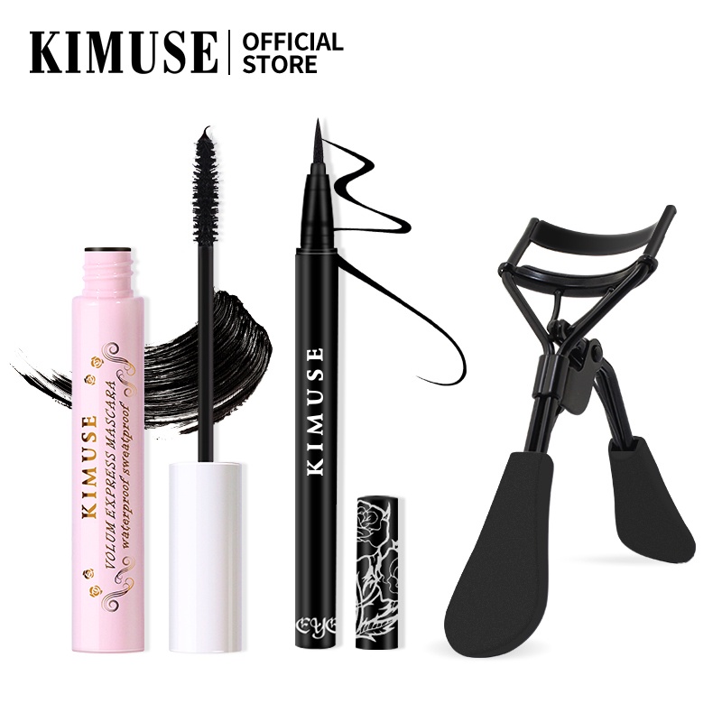 KIMUSE 3 CÁI / Bộ Mascara + Kẻ mắt + Dụng cụ uốn mi