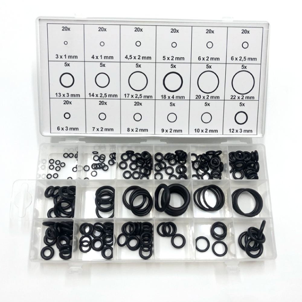 Yydshcm bộ 225 chiếc vòng chữ o cao su nitrile màu đen có hộp, vòng đệm dầu các loại vòng đệm vòng đệm ống nước