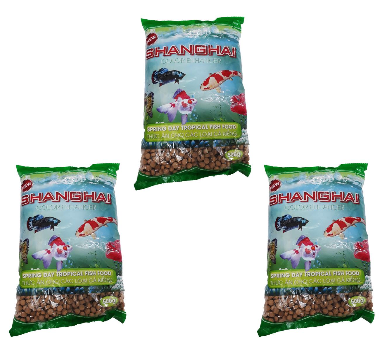 Combo 3 Gói Thức Ăn Cá ShangHai Viên Lớn 500g - Cám Cá Cảnh