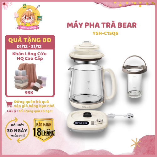 [FOLLOW SHOP GIẢM 150K][CHÍNH HÃNG] Máy Pha Trà Bear SUBE011 - 12 Chế độ nấu, Điều khiển điện tử, Chất liệu thủy tinh cao cấp - BH 18 Tháng