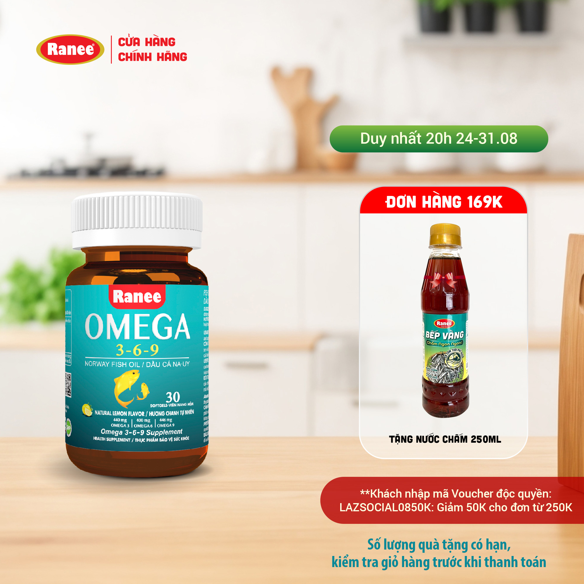 Viên Nang Ranee Omega 3,6,9 (Hộp 30 viên) - khỏe tim, sáng mắt