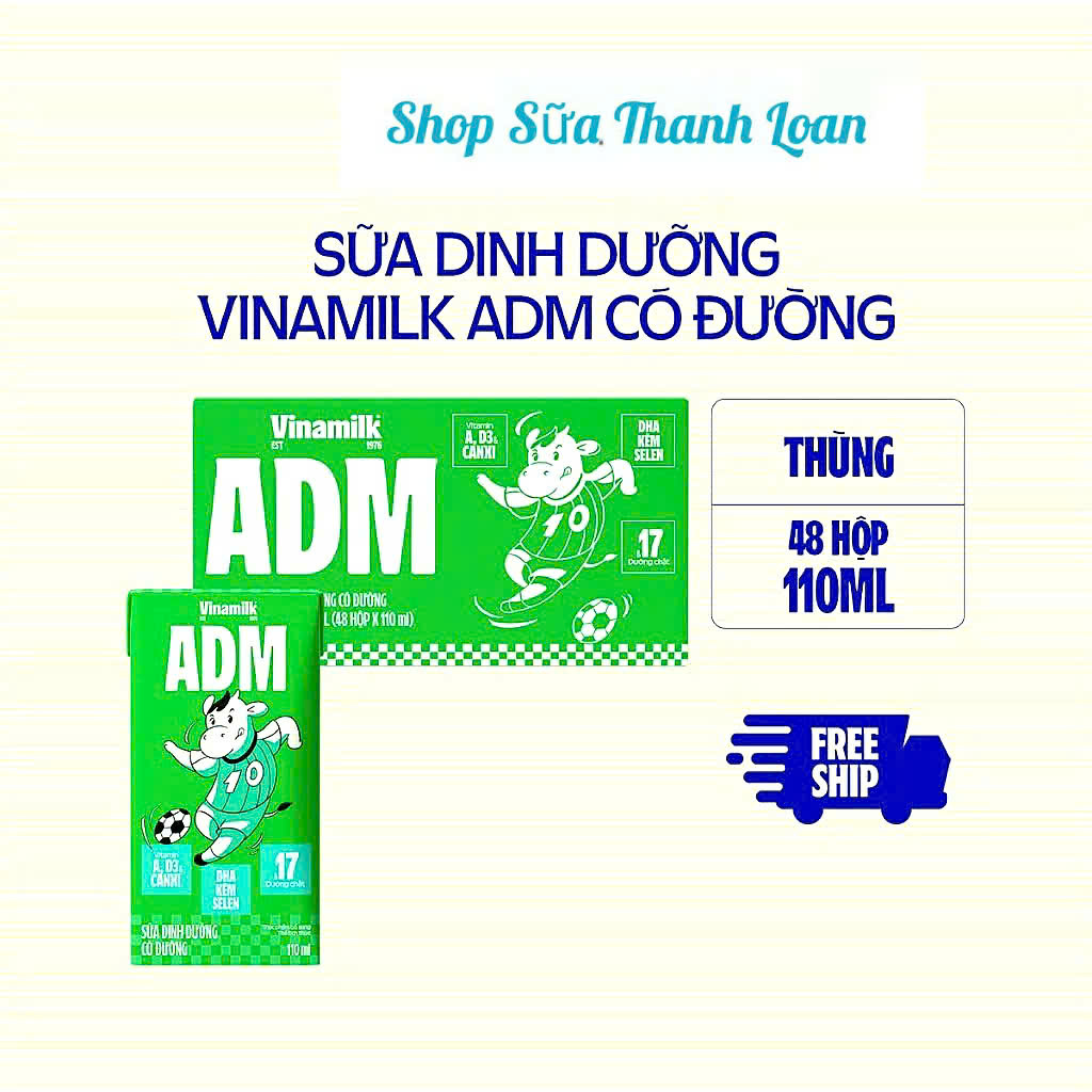 Thùng 48 hộp sữa dinh dưỡng adm gold có đường 110ml.