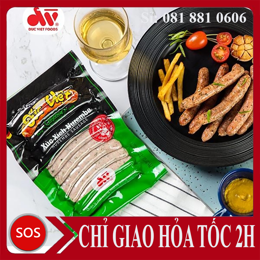 Xúc xích nurembe, xúc xích đức việt cao cấp, gói 300g