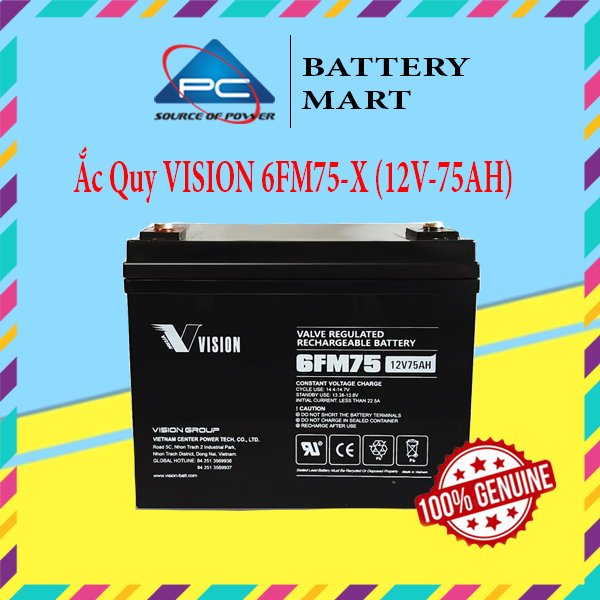 Ắc quy bộ lưu điện, ắc quy Vision 6FM75-X (12V-75AH), ắc quy viễn thông Giá 3,806,341 Đồng*Miễn phí vận chuyển