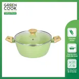 Nồi đúc men đá ceramic miệng rót Green Cook GCS231 màu xanh 10 lớp chống dính sử dụng được trên tất cả các loại bếp - greencook