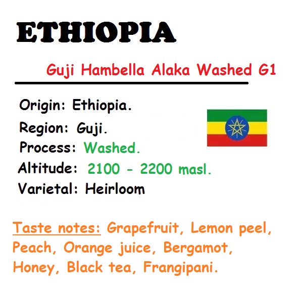SPECIAL CÀ PHÊ - HẠT - 500 GRAM (2 TÚI 250g - Gross Weight) ETHIOPIA GUJI HAMBELLA ALAKA WASHED G1.