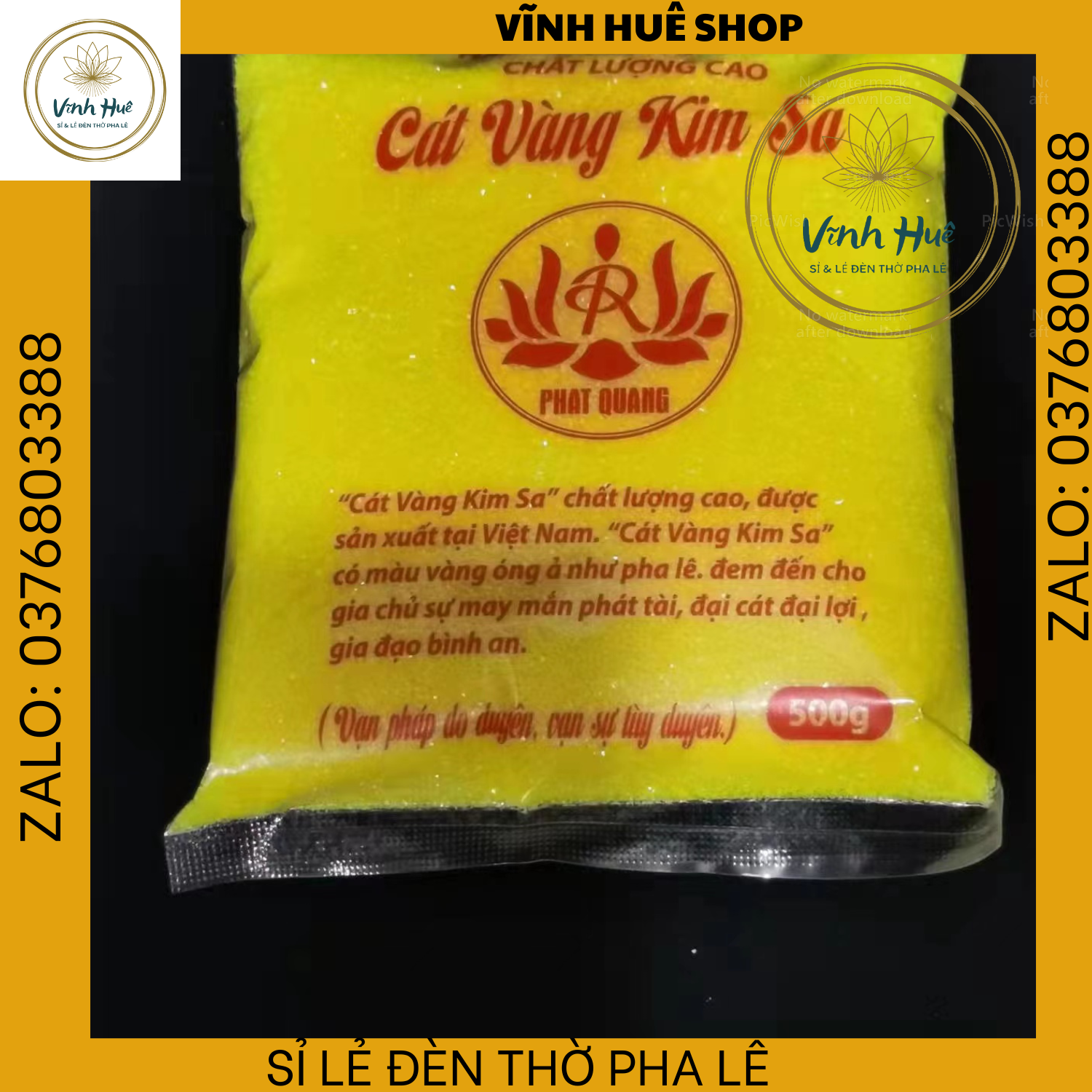 Cát vàng kim sa màu trắng, màu vàng, cát để lư hương bịch 500gram