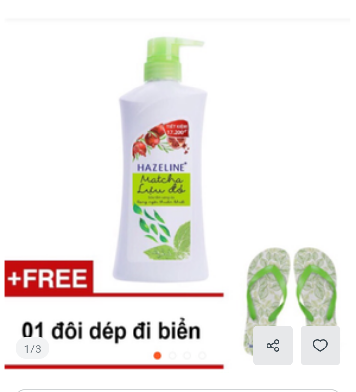 Sữa tắm sáng da Hazeline 670g tặng 1 đôi dép