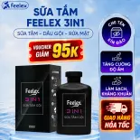 [VOUCHER 70K]Sữa Tắm Gội Nam Giới Feelex 3 in 1 Làm Sạch Cơ Thể, Kết Hợp Gội Đầu - Rửa Mặt - Dưỡng Ẩm Cho Da - Hương Nam Tính, Quyến Rũ, Đẳng Cấp Phái Mạnh Lọ 350ml -