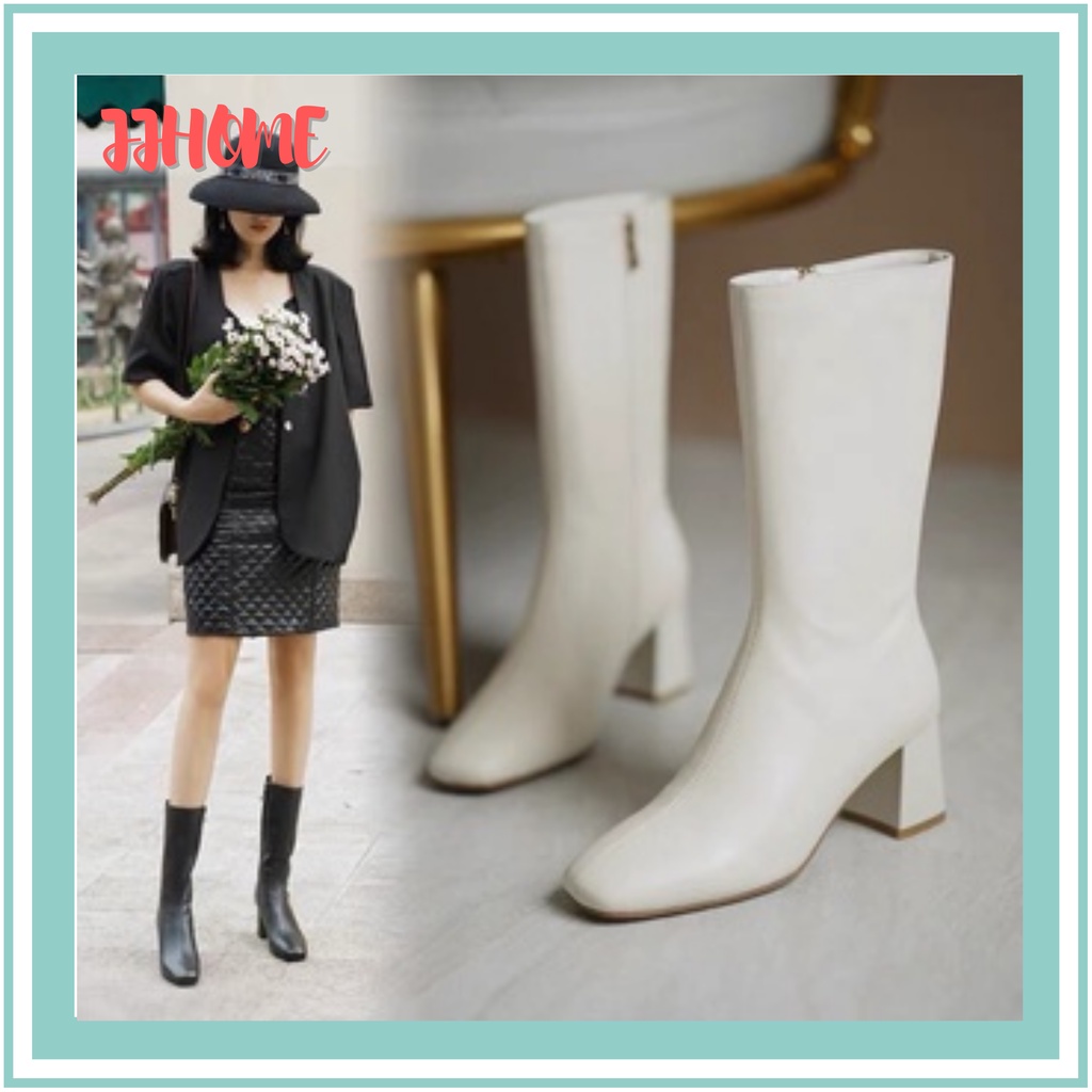 Bốt cao da PU siêu xinh, cao 6.5cm, giá tốt/2 màu, size 36-37