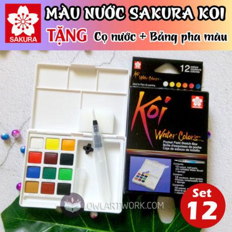 Màu nước Sakura Koi dạng nén set 12 màu