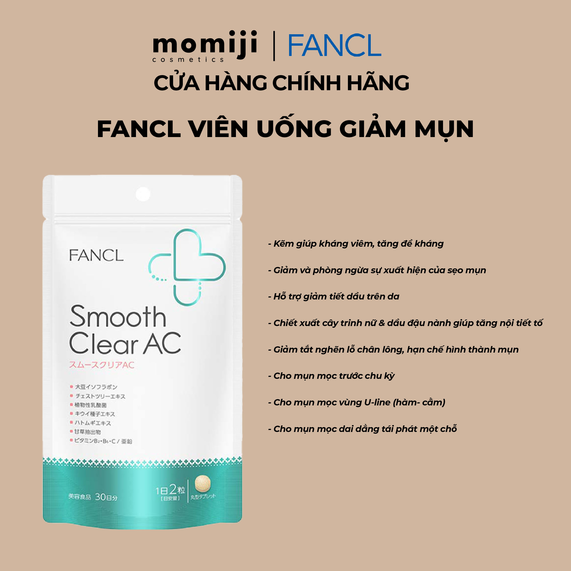 Fancl Viên Uống Hỗ Trợ Da Mụn 30 ngày
