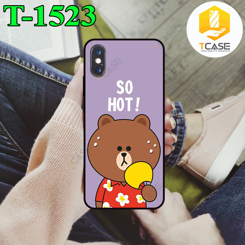 Ốp lưng Tcase dành cho iphone X in hình gấu nâu dễ thương