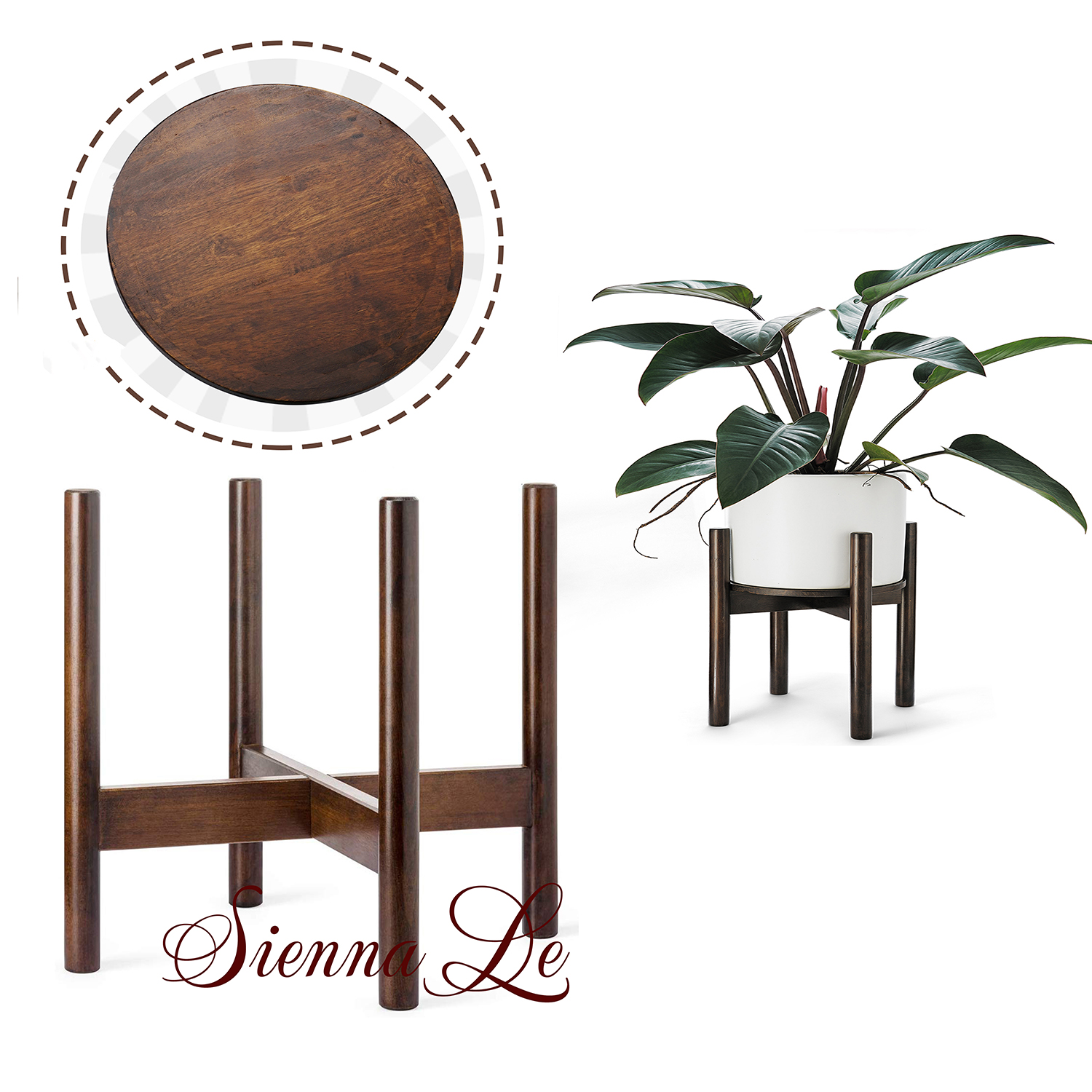 [Sienna Le] Giá Kệ Đế Đỡ Chậu Hoa, Đôn Gỗ - Cao 30,5 cm x Rộng 36 cm - Phù Hợp Chậu Hoa Có Đường Kính Tối Đa 30 cm, khay 26cm (Không bao gồm chậu cây)