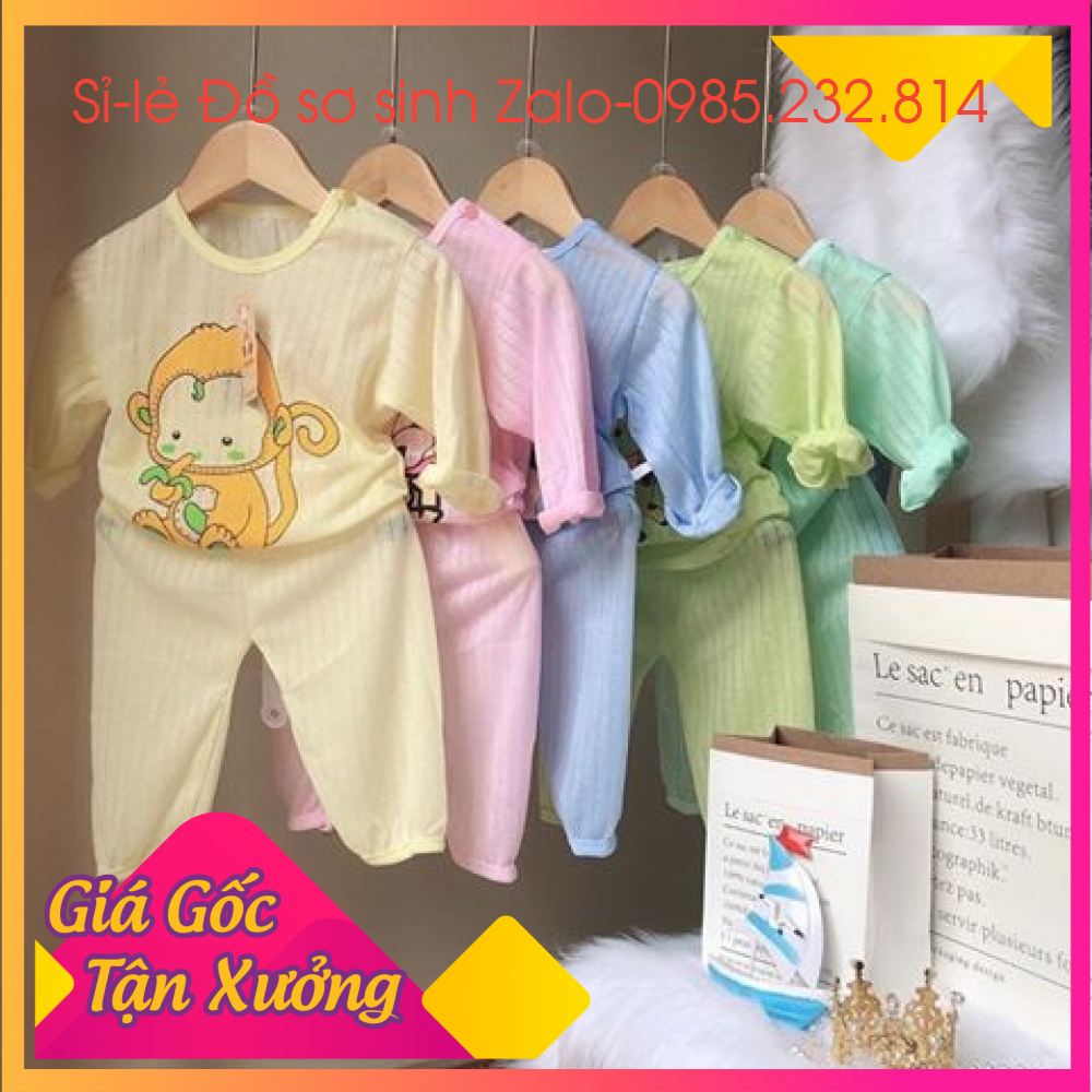 Xả lẻ size combo 5 bộ cotton giấy dài tay cúc vai