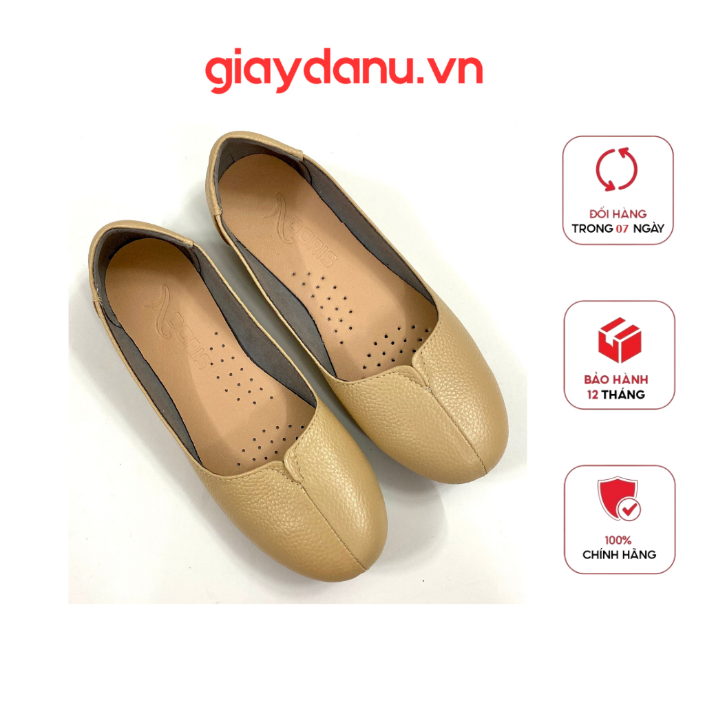 Giày búp bê da thật đế bệt khoét tim doris dr014- có bảo hành- size chuẩn- có size 40