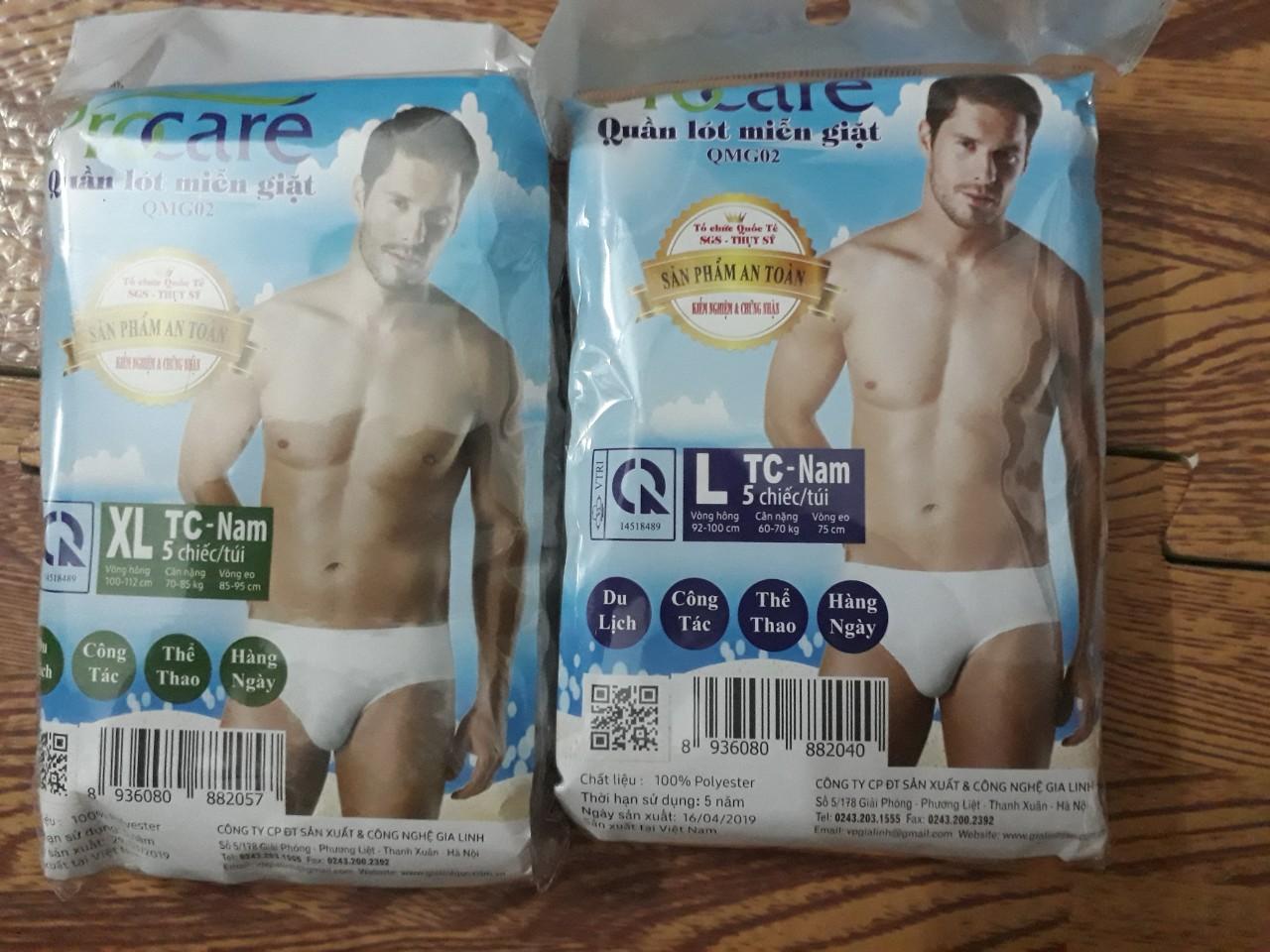 Quần lót dùng 1 lần cotton nam Procare 5c/bịch