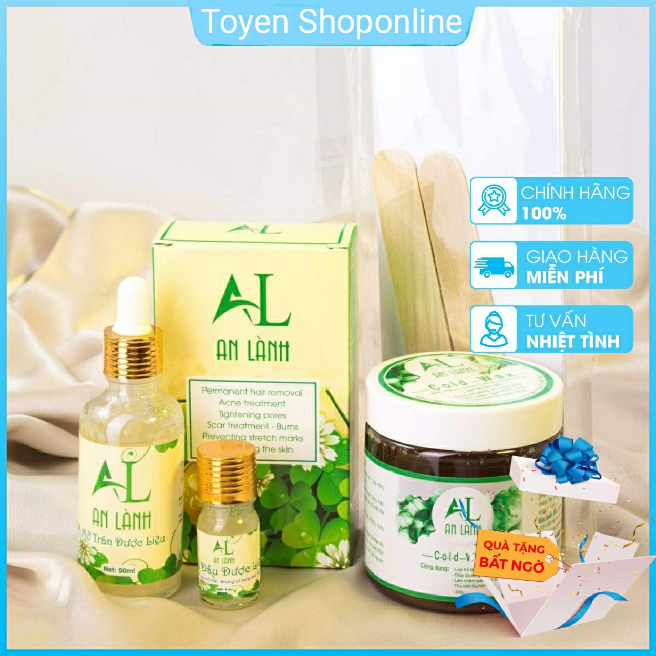 WAX LÔNG AN LÀNH (TẶNG KÈM SẤP GIẤY VÀ 2 QUE) ĐÁNH BẬT TỪ GỐC GIÚP DA MỊN SÁNG