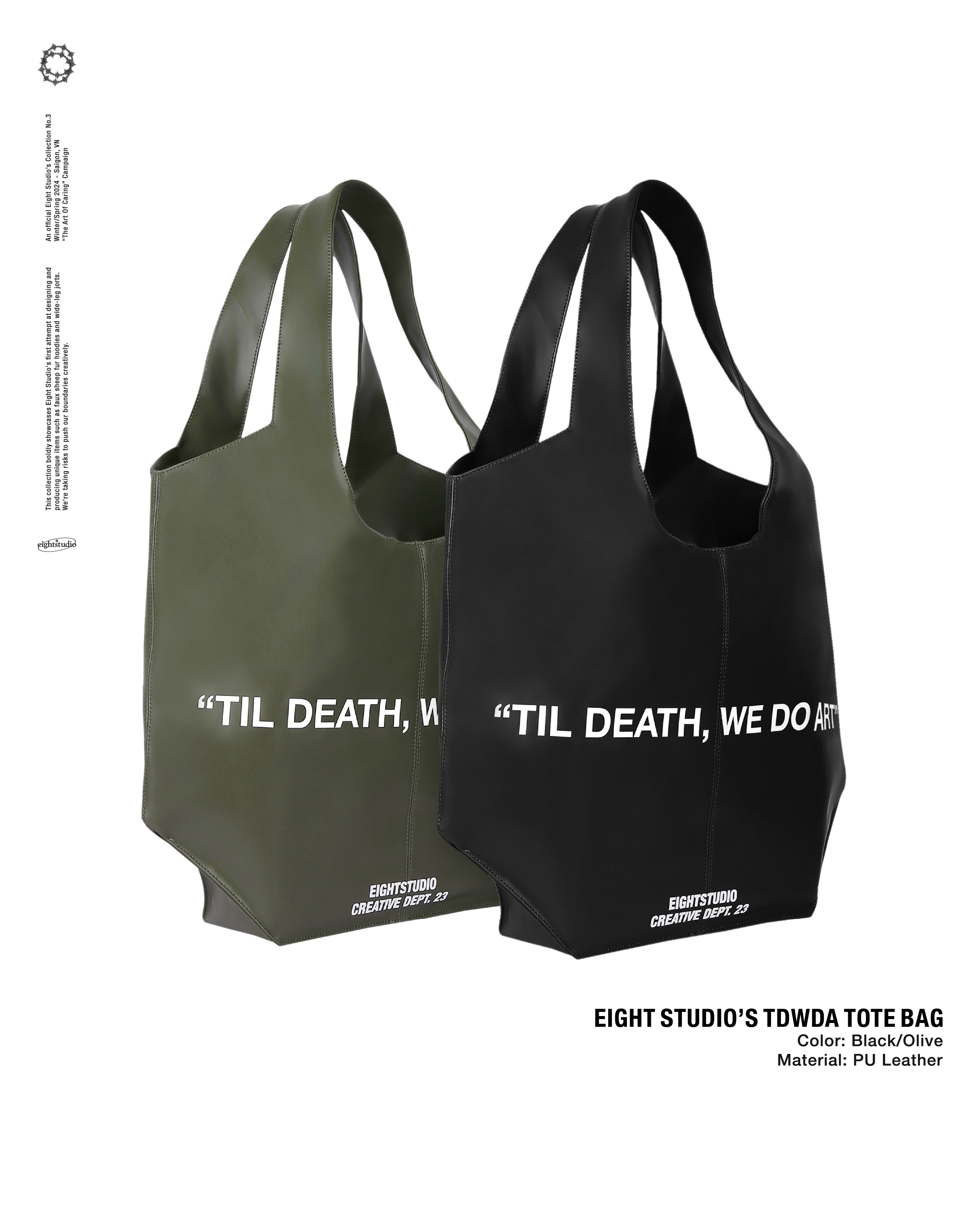TDWDA Faux Leather Black Tote Bag - Túi Tote Da Màu Đen/Túi Xách Hàng Ngày Eight Studio