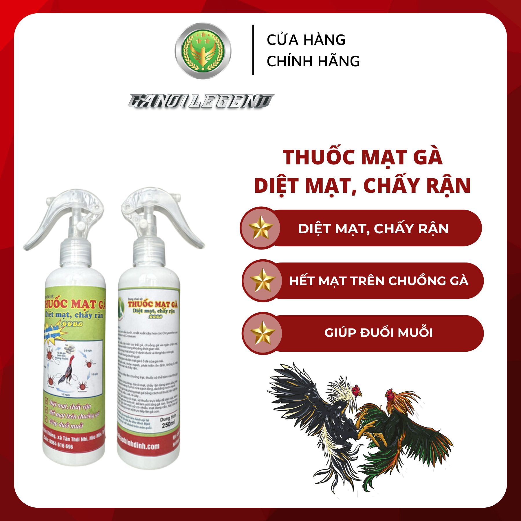 Ba bảo - thuốc mạt gà chọi, gà đá diệt mạt, chấy rận