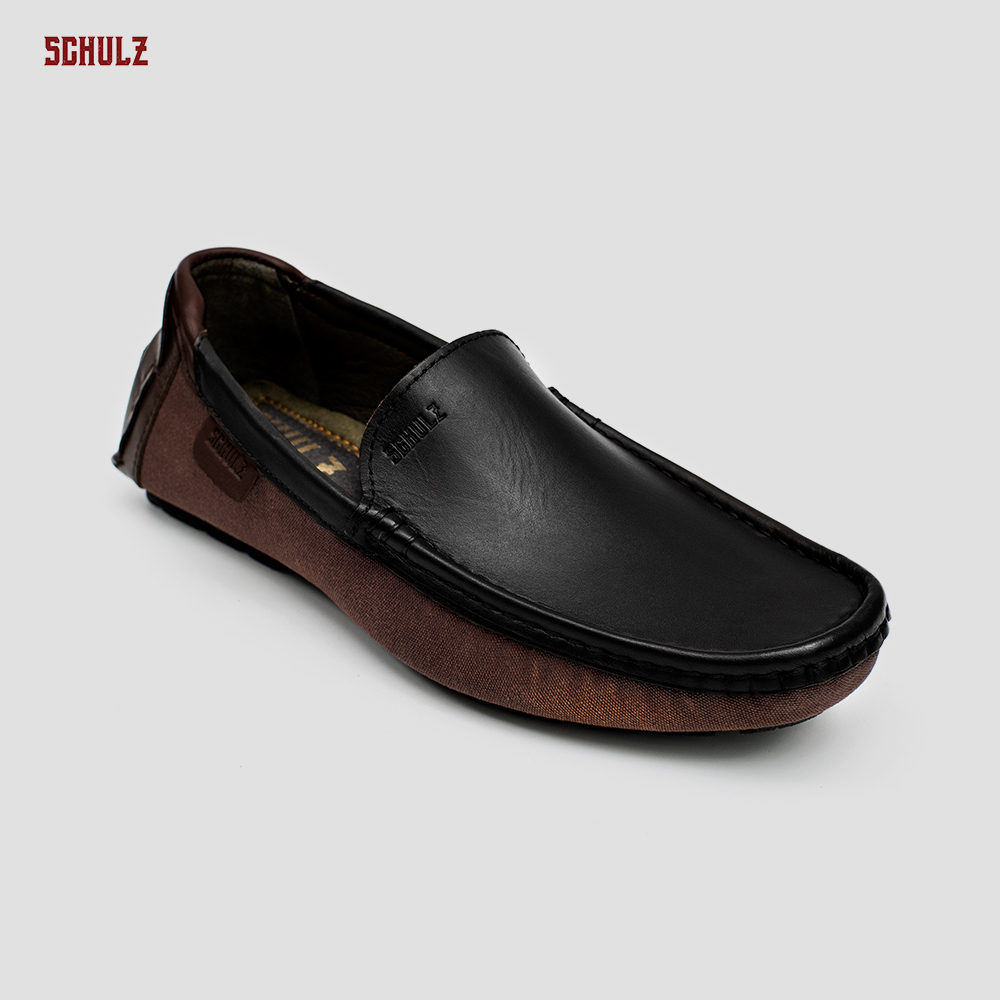 Giày da loafer phối vải schulz l1-iii19den
