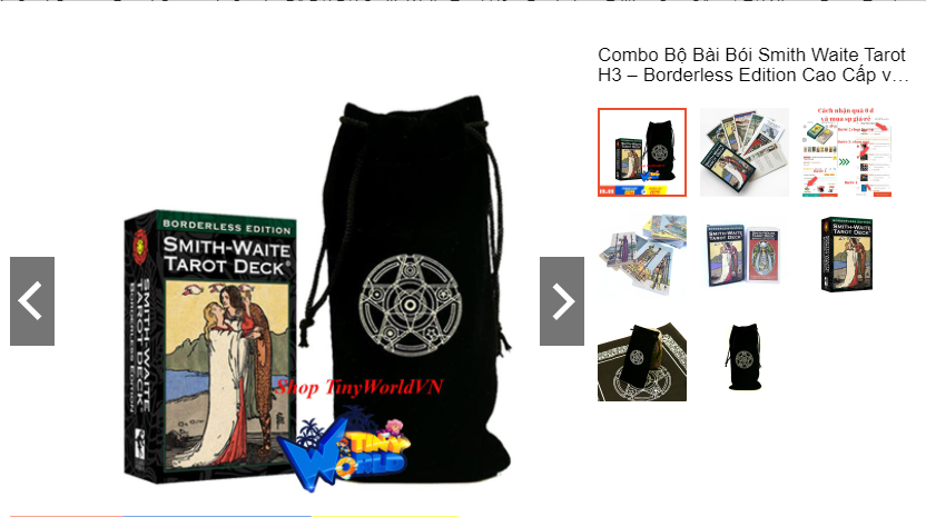 Combo Bộ Bài Bói Smith Waite Tarot H3 – Borderless Edition Cao Cấp và Túi Nhung Đựng Tarot