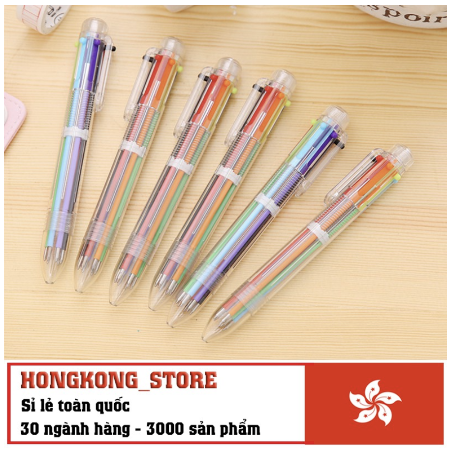 [COMBO 3 Chiếc] Bút Bi Viết Học Sinh 6 màu mực tiện dụng - Bút Bi Ghi Chú 6 Màu Mực Trong Suốt Độc Đáo