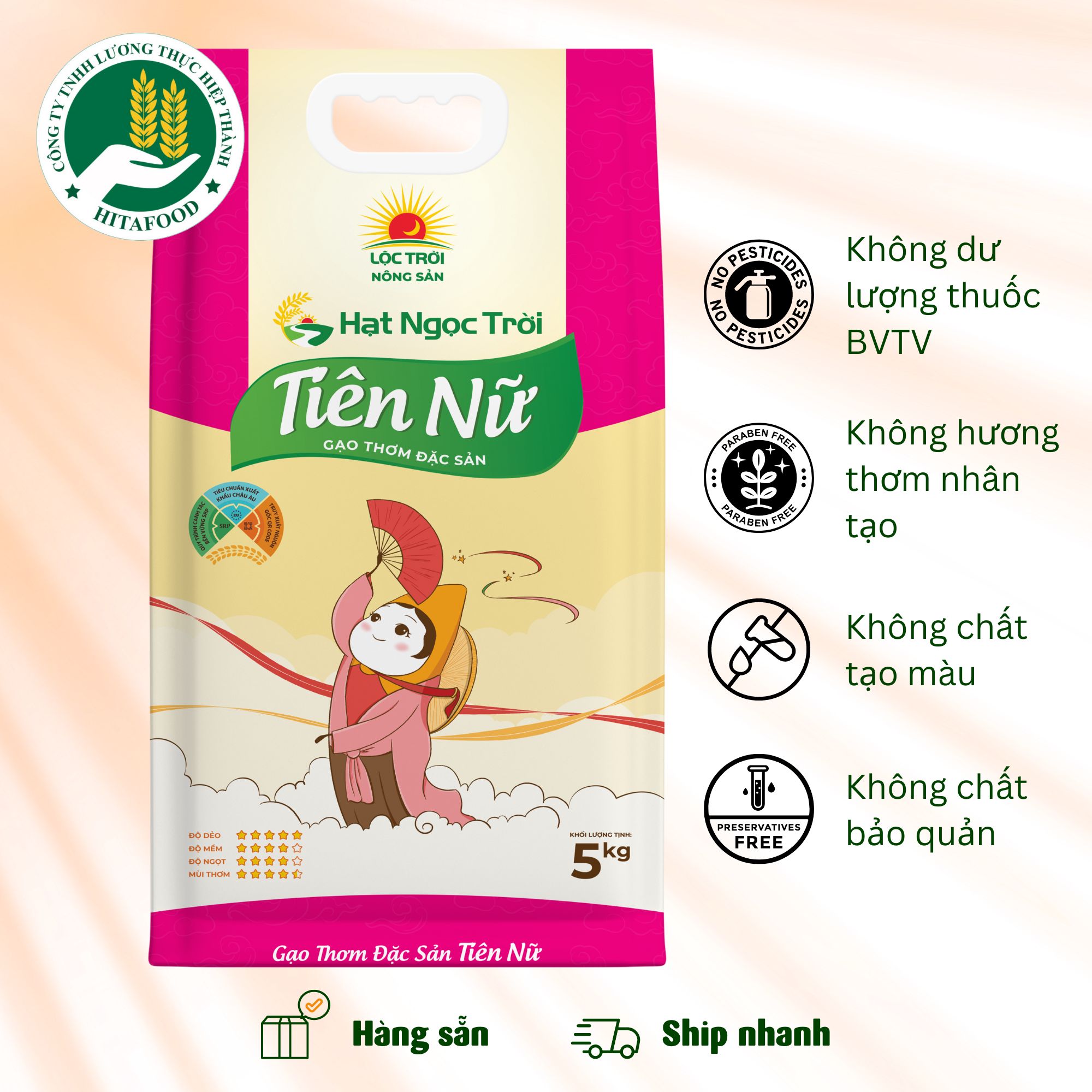 Gạo tiên nữ của hạt ngọc trời tặng 0,5kg - túi 5,5 kg