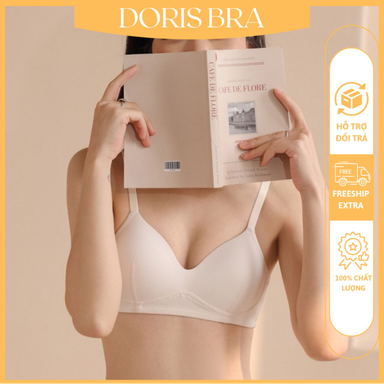 Áo lót nữ cotton Doris.Bra AL625 không gọng đệm mỏng ôm nâng ngực nhẹ nhàng, áo ngực nữ không đệm
