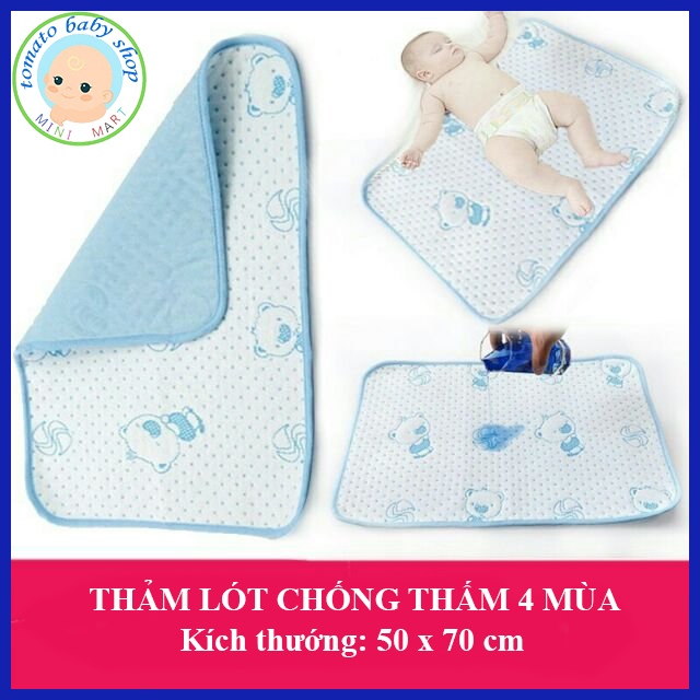 Thảm chống thấm 4 mùa 50x70 cm cao cấp cho bé - Dùng cho bé nằm, lót nôi, cũi, xe đẩy