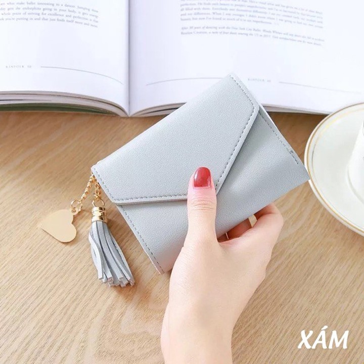 Ví nữ ngắn tua rua hình trái tim