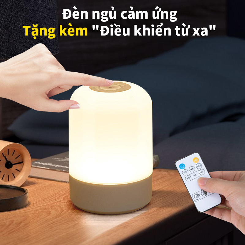 Đèn ngủ cảm ứng Ba màu, độ sáng có thể điều chỉnh và có thể đặt thời gian tắt Điều khiển từ xa Cổng sạc USB