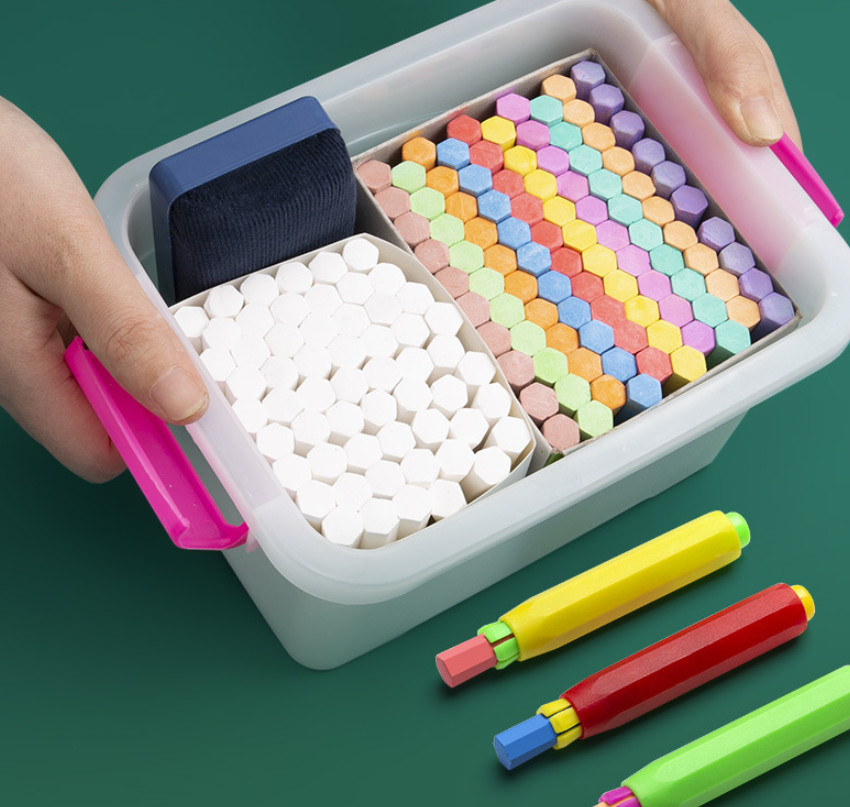 Phấn Màu Không Bụi Lục Giác 12 Màu Viết Bảng Nét Thanh Đậm