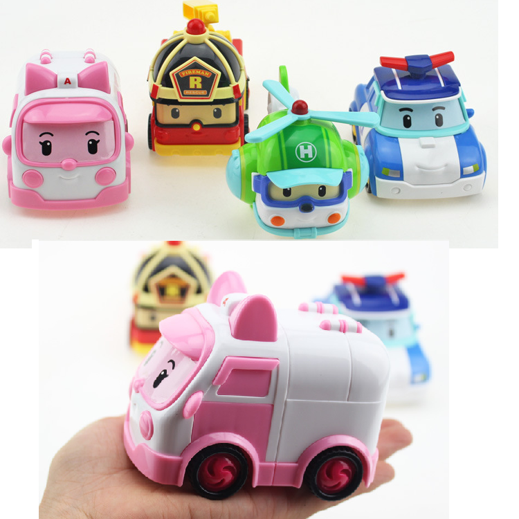Mô hình xe ô tô Robocar Poli và những người bạn gồm 4 xe chạy đà cỡ lớn tương tứng 4 nhân vật