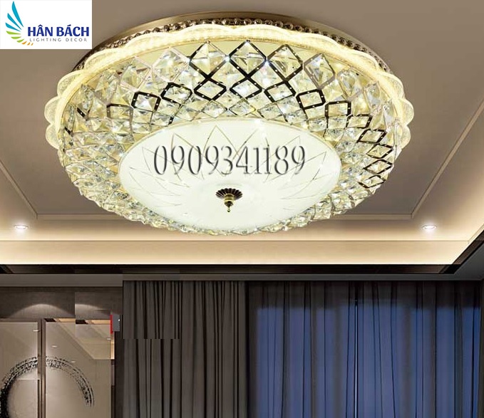 [HCM]đèn mâm led gắn trần - đèn ốp trần led - Đèn mâm led pha lê 3 chế độ ánh sáng