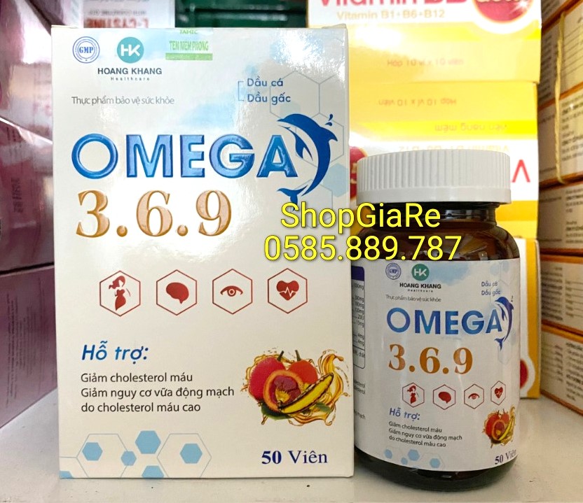 Dầu gấc OMEGA 369 chứa dầu gấc, vitamin sáng mắt, đẹp da, bảo vệ tim mạch hộp 50 viên