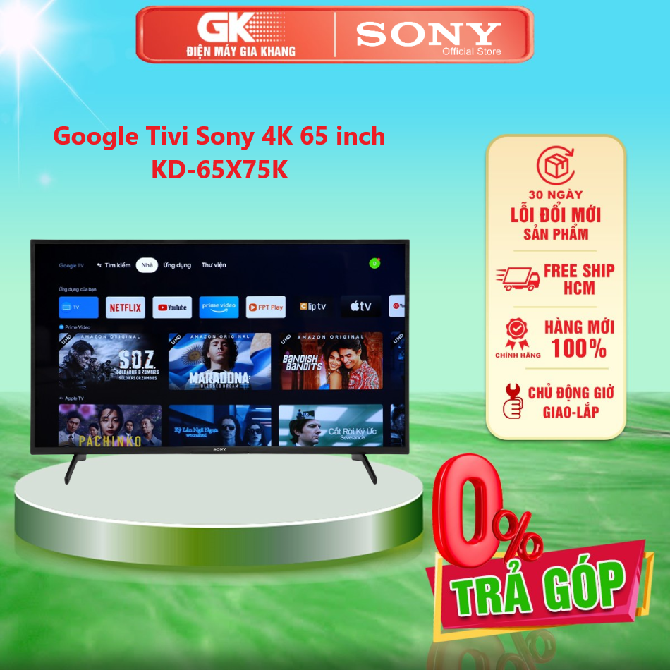 Google Tivi Sony 4K 65 inch KD-65X75K - GIAO TOÀN QUỐC - FREESHIP HCM