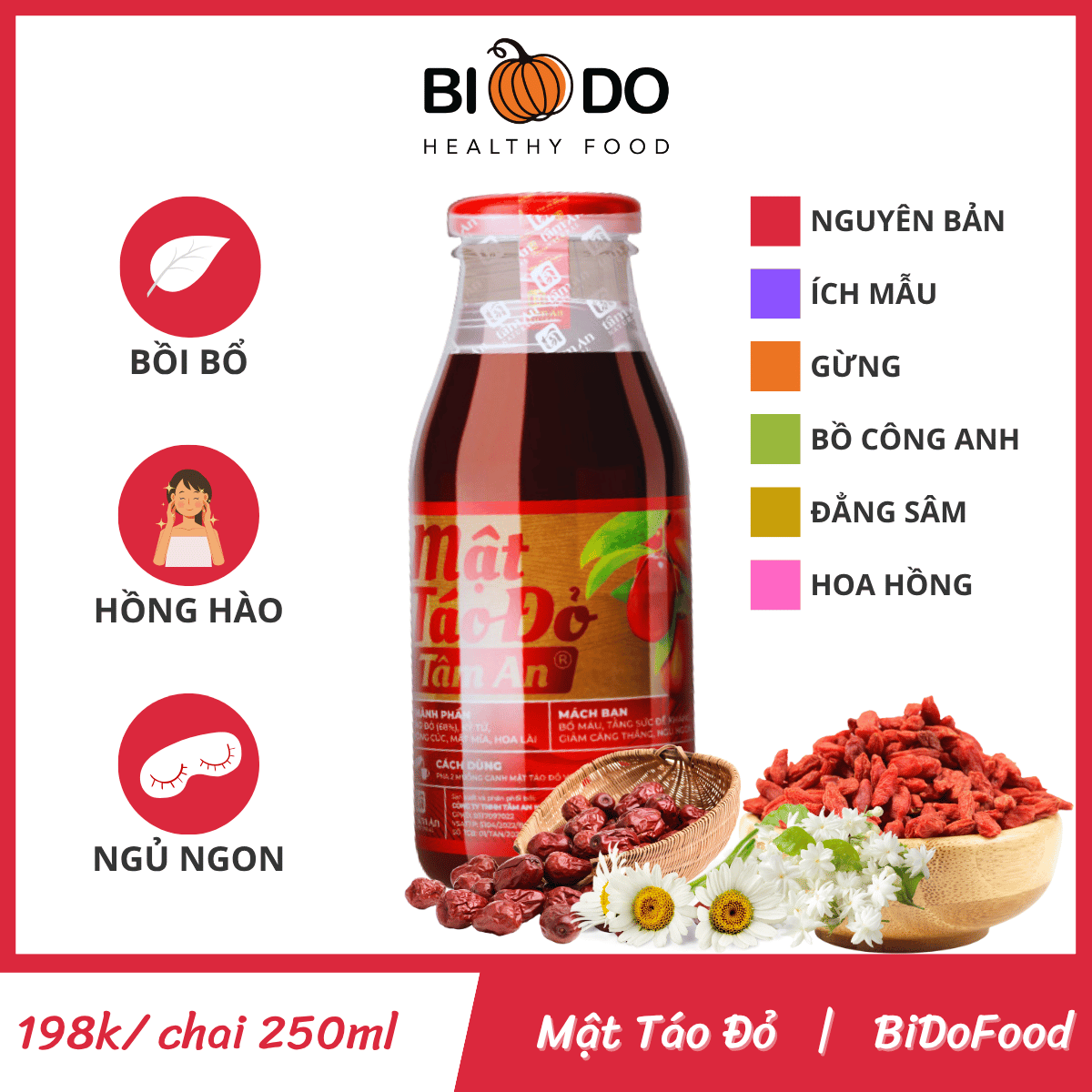  Mật Táo Đỏ Tâm An Bổ Máu - Bí Đỏ Food - Hỗ Bồi Bổi Hồng Hào Tươi Tắn 