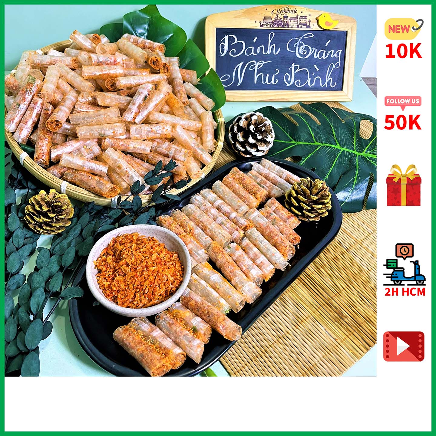 Bánh tráng trắng cuộn tôm hành như bình mỏng dẻo ăn liền ngon tuyệt cú mèo